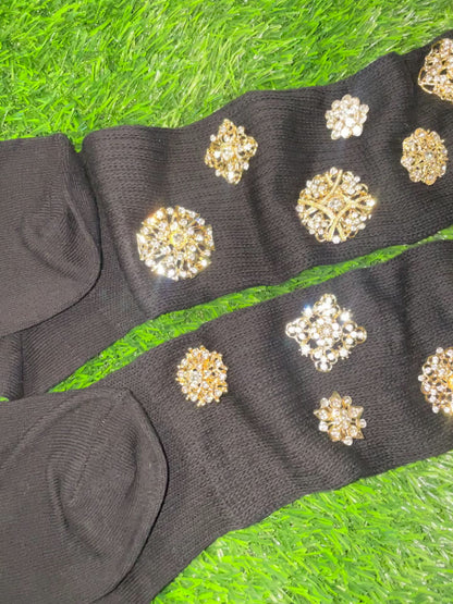 Jeweled Slouch Socks